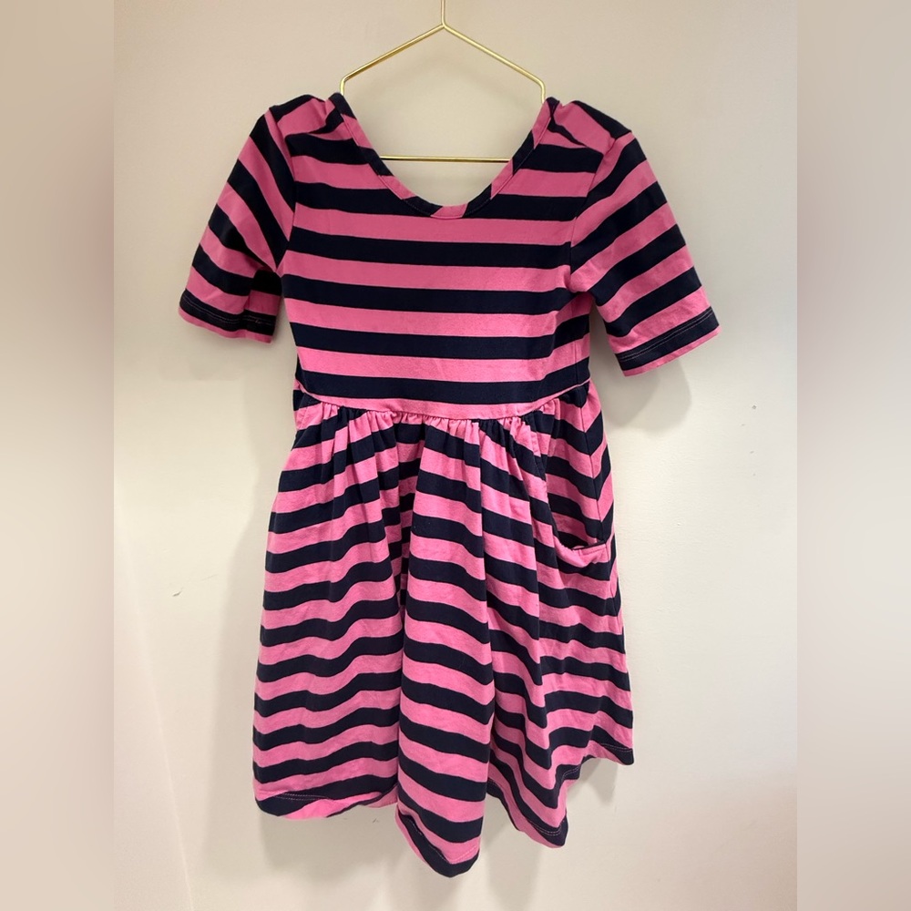 Hanna Andersson Pink and Navy Striped Dress
